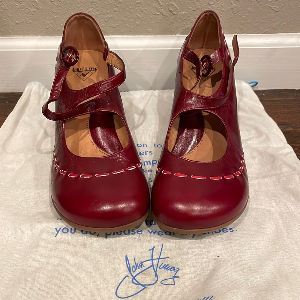 John Fluevog red Mary Jane’s size 10.5